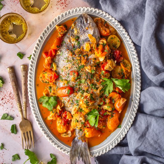 Sea Bream in Crazy Water (Orata All - Recipe photo by primalwellnesscoach
