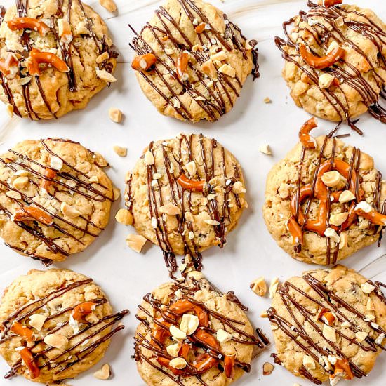 Peanut Butter Pretzel Oatmeal Cookies - Recipe photo by Sweet Simple Masala