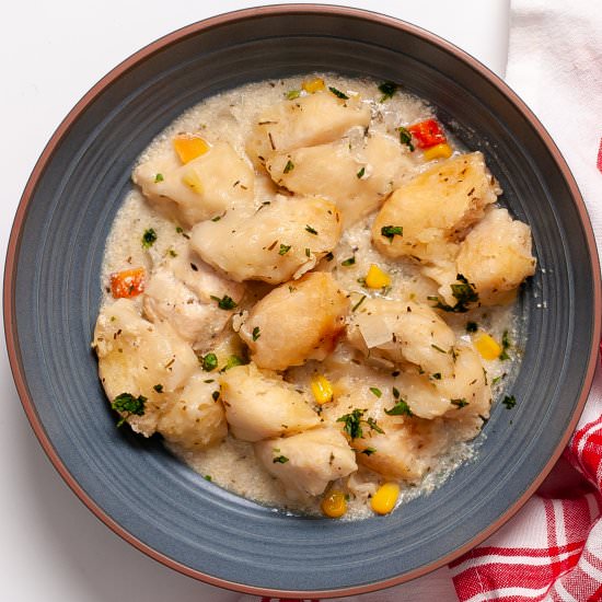 Crockpot Chicken and Dumplings - Recipe photo by KeyToMyLime