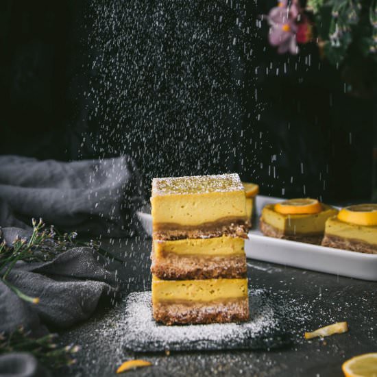Meyer Lemon Vegan Cheesecake Bars - Recipe photo by emily_garlichead