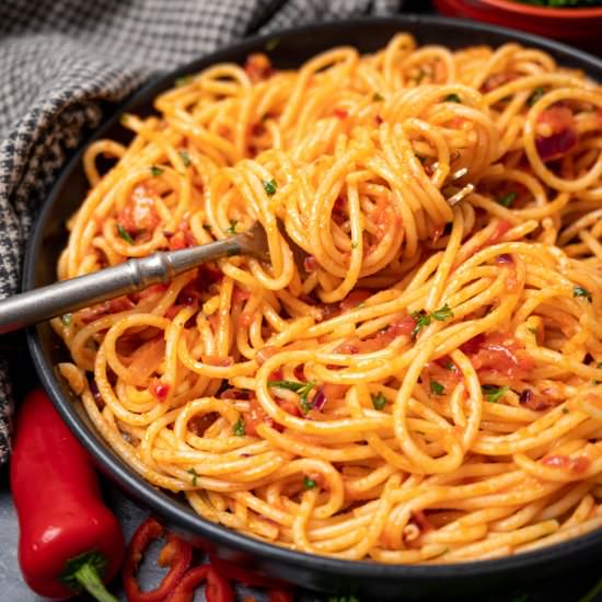 Spaghetti Arrabiata - Recipe photo by vegancocotte