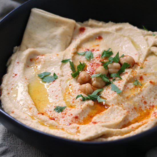 Absolute BEST Hummus NO Tahini! - Recipe photo by agoudalife