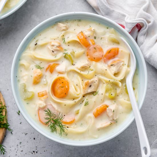 CREAMY CHICKEN AND RICE SOUP - Recipe photo by healthyfitnessmeals