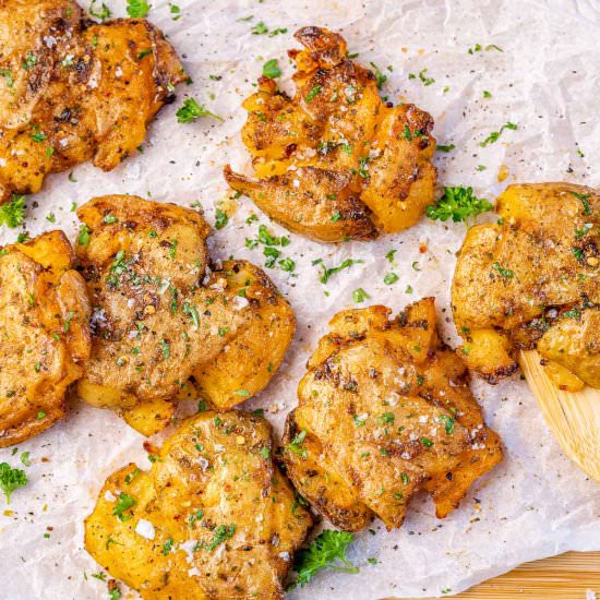 CRISPY SMASHED POTATOES - Recipe photo by healthyfitnessmeals