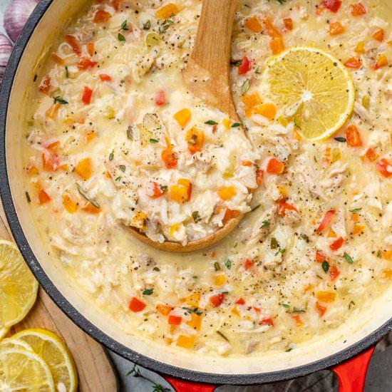 CREAMY TURKEY LEMON RICE SOUP - Recipe photo by healthyfitnessmeals
