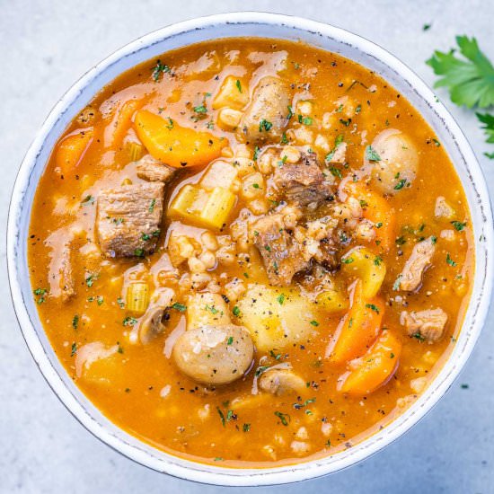 BEEF AND BARLEY SOUP - Recipe photo by healthyfitnessmeals