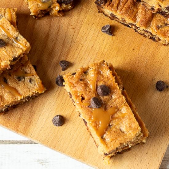 Chocolate Salted Caramel Blondies - Recipe photo by hearthandvine