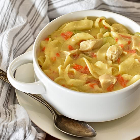 Creamy Chicken Noodle Soup - Recipe photo by Encharted Cook