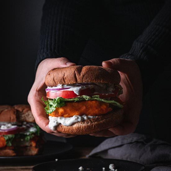 Buffalo Cauliflower Sandwich - Recipe photo by Liv Vegan Strong