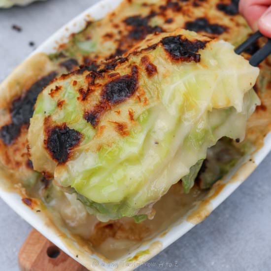 savoy cabbage and potato casserole - Recipe photo by aVegTasteFromAtoZ