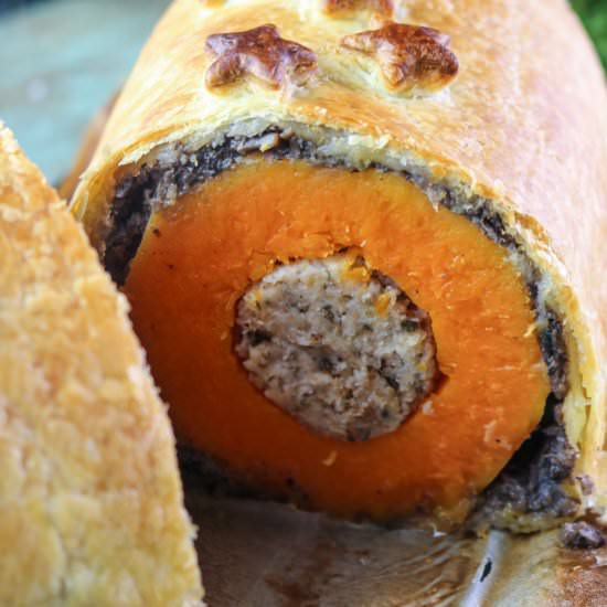 vegan butternut squash wellington - Recipe photo by aVegTasteFromAtoZ