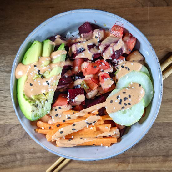 Vegan Poke Bowl - Recipe photo by The Buslife Kitchen