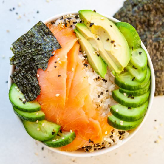 Salmon Sushi Rice Bowls - Recipe photo by Kitchenskip