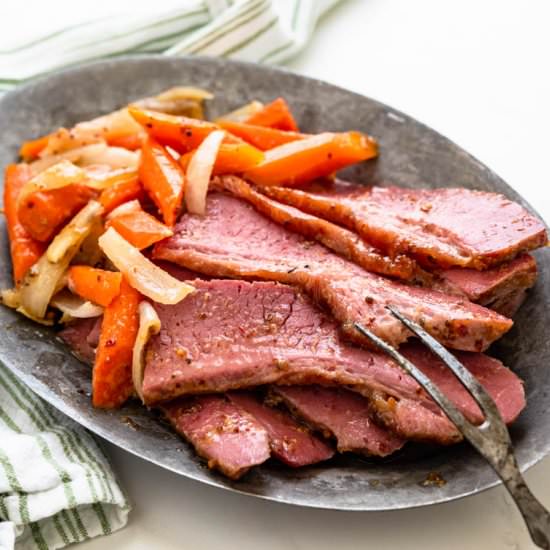 Tender Glazed Corned Beef - Recipe photo by garlic and zest