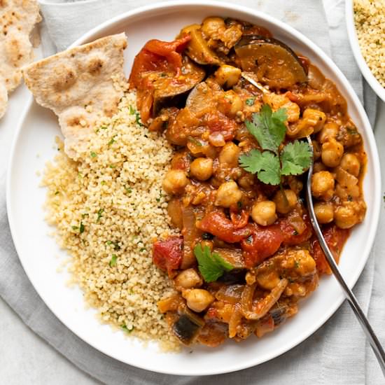 Spicy Chickpea Stew with Eggplant - Recipe photo by thecozyapron