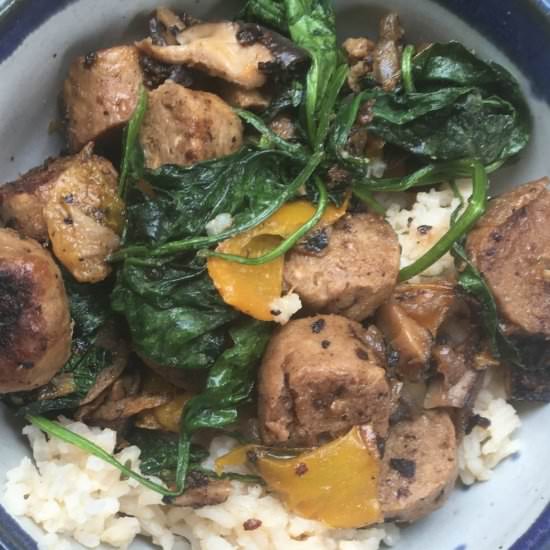 Spinach and Sausage Bowl - Recipe photo by ChickpeasAndSpice