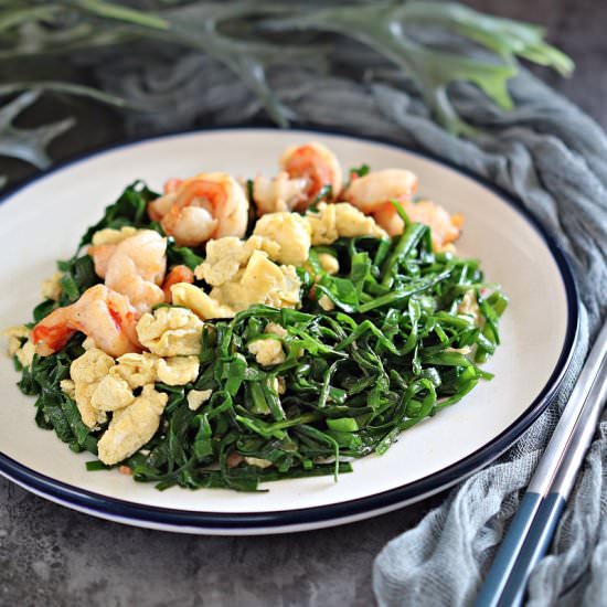 Chinese Chive, Egg and Prawn - Recipe photo by Anncoo
