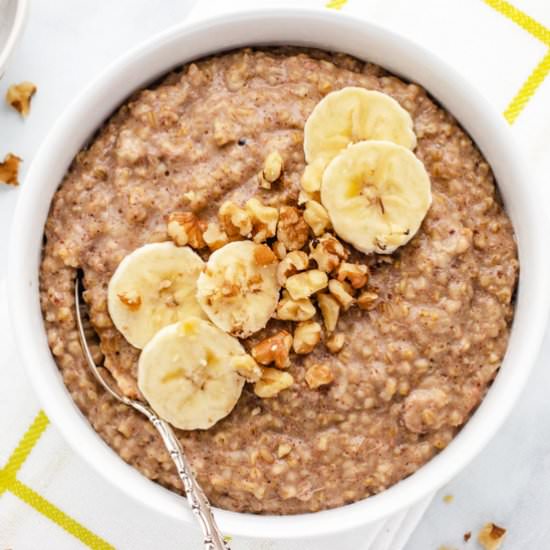 Banana Instant Pot Steel Cut Oats - Recipe photo by Three Little Chickpeas