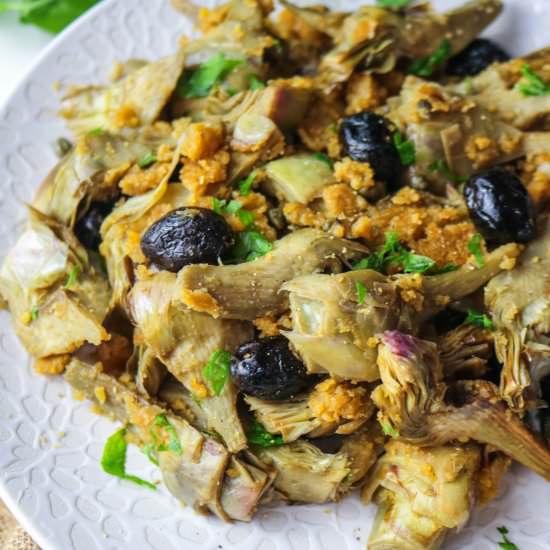 Simple Rustic Artichokes - Recipe photo by aVegTasteFromAtoZ