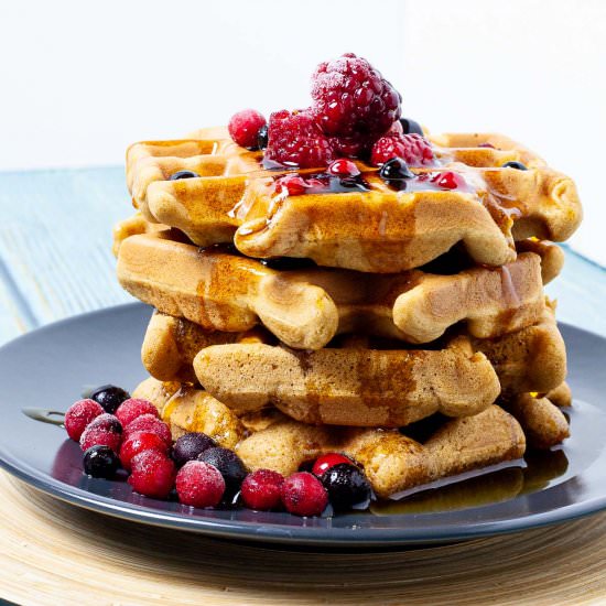 Red Lentil Protein Waffles (V/GF) - Recipe photo by MyPurePlants