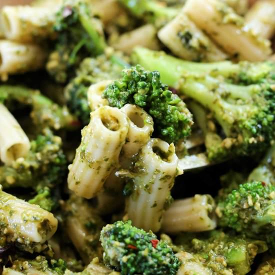Cilantro Basil Pesto Pasta - Recipe photo by Delightful Mom Food