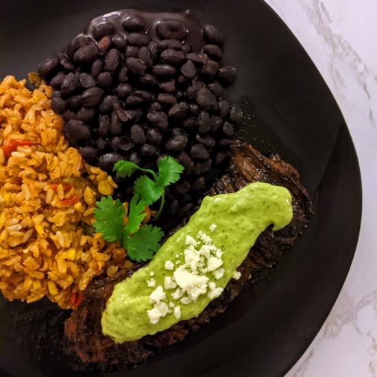 Carne Asada with Rice & Beans - Recipe photo by thecandidcooks