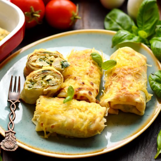 Chicken Crepes with Spinach - Recipe photo by FreeFoodTips