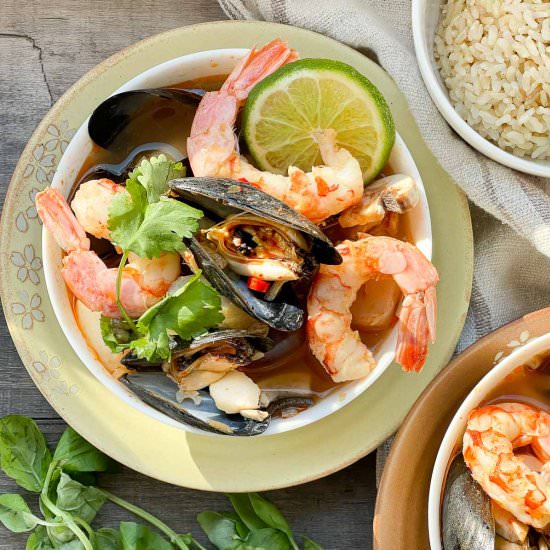 Thai Coconut Curry Seafood Soup - Recipe photo by asiancaucasian
