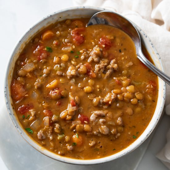 Lentil Sausage Soup - Recipe photo by TheCozyCook