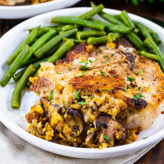 Cornbread Stuffed Pork Chops - Recipe photo by spicysouthernkitchen