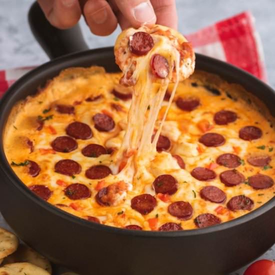 Pepperoni Pizza Dip - Recipe photo by noshingwiththenolands