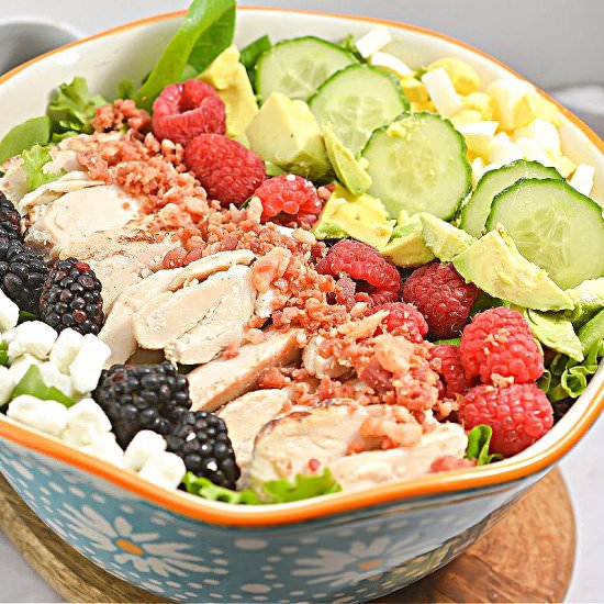 KETO COBB SALAD WITH BERRIES - Recipe photo by Stylish Cravings
