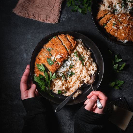 Garlic Parmesan Orzo - Recipe photo by Liv Vegan Strong