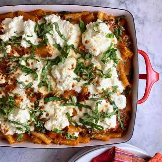 One-Pot Baked Ziti - Recipe photo by thebrookcook.wordpress.com