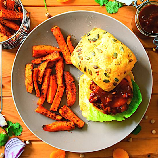 Chickpea and Coriander Burger - Recipe photo by Mandy at SoCook