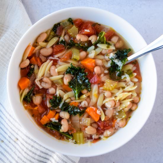 Vegetable Soup with Orzo and Beans - Recipe photo by freshapron
