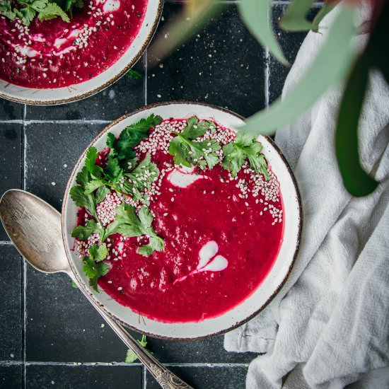 Beet Carrot Ginger Soup - Recipe photo by emily_garlichead