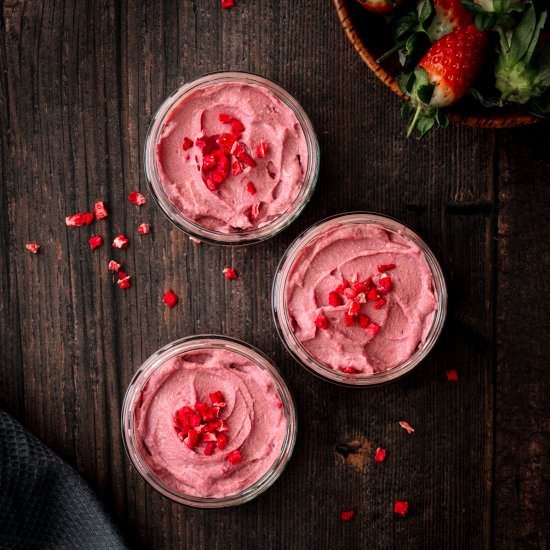 Tofu Strawberry Mousse - Recipe photo by Searchingforspice
