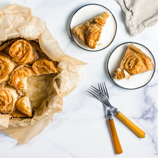 tahini ruffled milk pie - Recipe photo by sheri silver