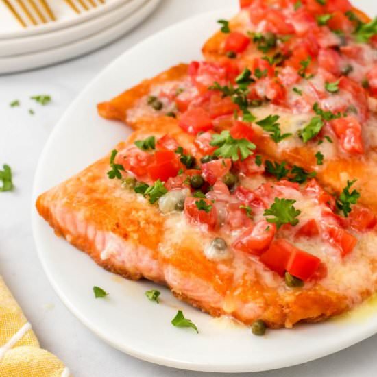 CC Buca di Beppo Salmon Sorrento - Recipe photo by noshingwiththenolands