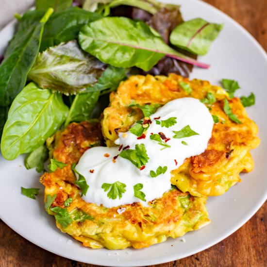Cheesy Leek Fritters - Recipe photo by yousaypotatoes