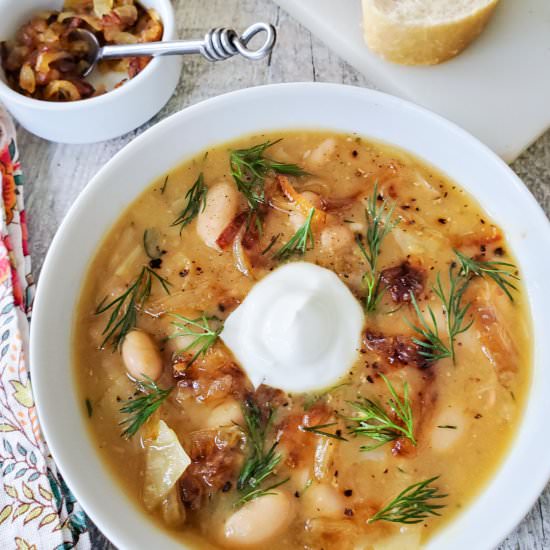 Dilly Bean Stew with Cabbage and Fr - Recipe photo by For the Love of Cooking