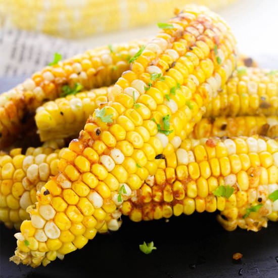 Corn Ribs with Garlic Butter Sauce - Recipe photo by SundaySupper