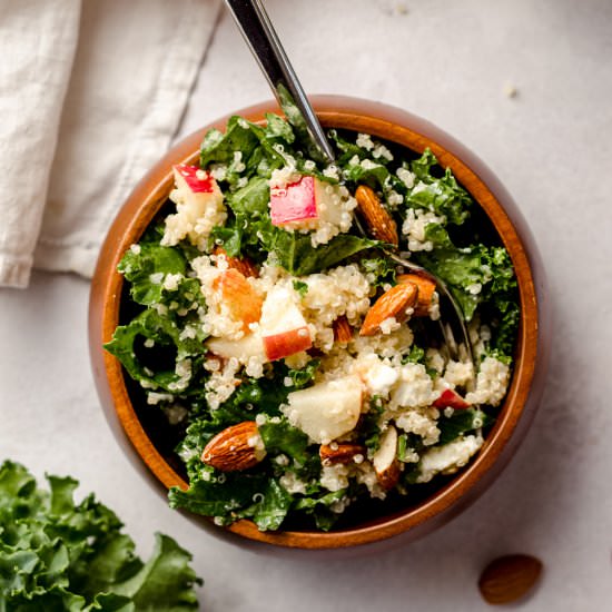 apple, quinoa, & almond kale salad - Recipe photo by freshaprilflours