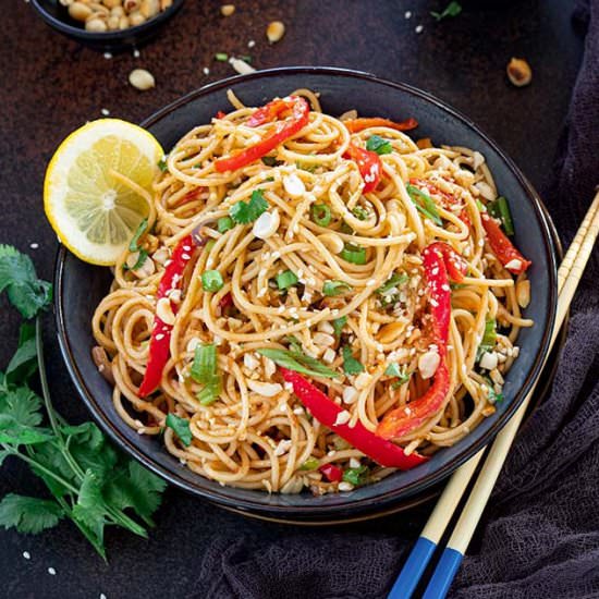 Vegan Spicy Peanut Noodles - Recipe photo by ruchiskitchen