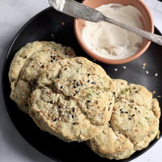 Everything Bagel Scallion Biscuits - Recipe photo by My Life After Dairy