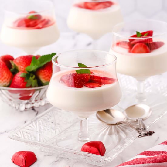 Panna Cotta with Strawberries - Recipe photo by Grits and Pinecones