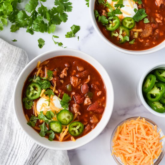 Slow Cooker Turkey and Bean Chili - Recipe photo by freshapron