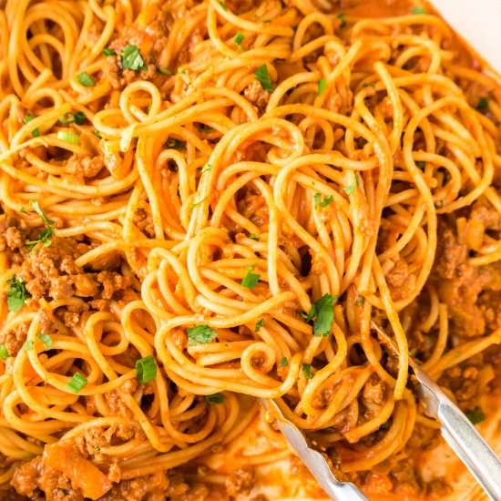 Mexican (Taco) Spaghetti - Recipe photo by getonmyplate
