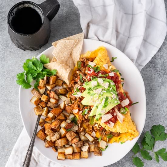Southwestern Sausage Omelette - Recipe photo by chelseajoyeats